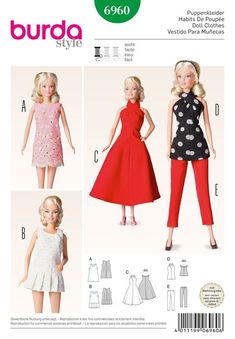 an image of two dolls wearing dresses and one is in the style of barbie doll