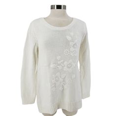 Embrace the beauty of winter with the Style & Co. Winter White Embroidered Flower Sweater, a captivating addition to your cold-weather wardrobe! ⛄️👗✨ This enchanting sweater features delicate floral embroidery that adds a touch of elegance and femininity to your winter outfits. Its winter white hue exudes a sense of purity and freshness, while the soft and comfortable cotton construction ensures warmth and coziness. Whether you're strolling through a winter wonderland or cozying up by the firep