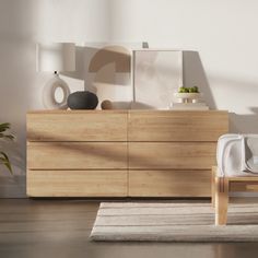 Designed to fit any space, the Nest Dresser provides perfect placement for necessities. 100% upcycled wood, thoughtful detailing, and an innovative modular system makes for a lifetime of modern functionality and optionality. Do not stack more than 5 drawers or 47" vertically. | Nest Dresser in Natural, 3x2 | Thuma Bedroom 2024, Upcycled Wood, Solid Wood Dresser, Repurposed Wood, Wood Dresser, Reno Ideas, Modular System, The Nest, Room Inspiration Bedroom