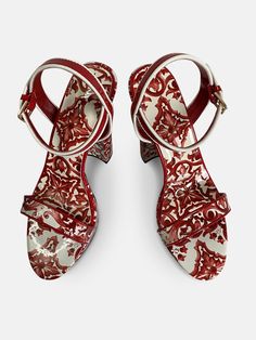 Composition: Patent Leather, Rubber Designer Style ID: GC51212723 Red Floral Print, Shoes Platform, Platform Heels Chunky, Blue Sandals, Designer Style, Red Shoes, Chunky Heel, Blue Shoes, Winter Wear