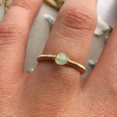 Tiny Jade Ring 14K Gold/Rose Gold Filled Sterling Silver Wire | Etsy Handmade Dainty Round Band Ring, Dainty Handmade Round Band Ring, Handmade Dainty Rings, Hand Wrapped Round Promise Ring, Minimalist Hand Wrapped Ring For Gift, Hand Wrapped Promise Ring, Dainty Wire Wrapped Round Ring, Handmade Adjustable 14k Gold Crystal Ring, Hand Wrapped Adjustable Rings For Anniversary