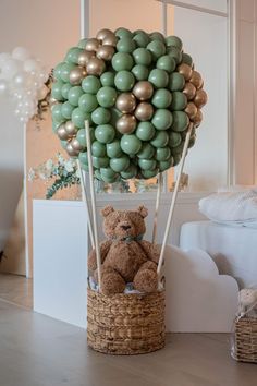 Don't miss this cute hot air balloon baby shower! The balloon decor is fabulous! See more party ideas and share yours at CatchMyParty.com Hot Air Balloon Party Decorations, Balloon Decor