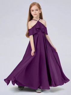 Ruffled Chiffon Junior Bridesmaid Dress Fall Wedding Maroon, Wedding Maroon, Orchid Bridesmaid Dresses, Mulberry Bridesmaid Dresses, Kids Bridesmaid Dress, Grape Bridesmaid Dresses, Royal Blue Bridesmaid Dresses, Fall Bridesmaid Dresses, Maroon Wedding