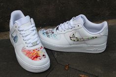 Custom Nike Air Force 1 "Color Splash" Handpainted Nike Air Force 1's with a design as shown in the images. The shoes will be painted by hand with special sneaker customizing colors that will last forever on the shoes. Feel free to contact me if you have any question. Custom Nike Air Force 1, Air Max 90 Leather, Basket Vans, Custom Nike Air Force, Painted Nikes, Custom Nike Air, Nike Air Force 1 Custom, Colour Splash, Nike Air Force One