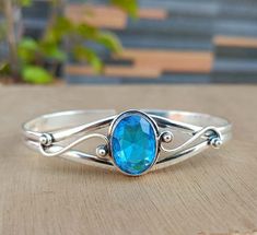 Blue Topaz Bangle, Handmade Bangle, 925 Silver Bangle, Women Bangle, Dainty Bangle, Natural Blue Topaz, Gemstone Bangle, Topaz Jewelry Gift Gorgeous bangle. Made of 925 sterling silver Comes in a FREE GIFT BOX Makes a Wonderful Gift for your Girlfriend, Wife, Mom or Simply an Excellent Addition to Your Jewelry Collection. World Wide Shipping Available ❥ Metal: 925 sterling silver ❥ US Earring Size: All Size Available ✈ Free Shipping in the USA (USPS) 🎁 Free Gift Box Bracelets Design, Gemstone Bangle, Blue Topaz Gemstone, Topaz Jewelry, Jewelry Beautiful, Handmade Bangles, Sterling Silver Jewelry Handmade, Bangle Designs, Gifts For Your Girlfriend