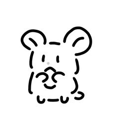 a black and white drawing of a mouse