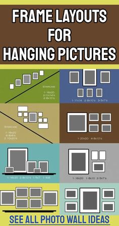 some different types of frames are shown with the words frame layouts for hanging pictures