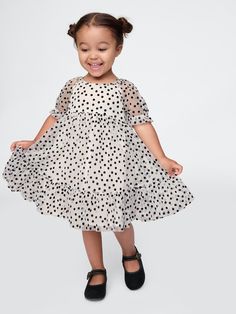 Polka Dot Tulle Dress, Dot Tulle Dress, Tulle Party Dress, Holiday Sparkle, Jewel Neckline, Diaper Cover, Clothes Shop, Baby Gap