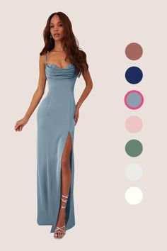 Pastel Blue Bridesmaids Dresses, Bridesmaid Dress Dusty Blue, Light Blue Maxi Dress, Baby Blue Bridesmaid Dresses, Steel Blue Bridesmaid Dresses, Dresses Colors, Slate Blue Dresses, Slate Blue Wedding, Blue Wedding Guest Dresses