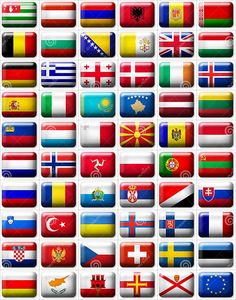 the flags of all countries in square buttons stock photo - image 349782