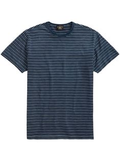 indigo blue/white cotton horizontal stripe print round neck short sleeves straight hem Striped Tshirt, T Shirt Vest, Indigo Blue, Striped Long Sleeve, Stripe Print, Blue Stripes, Cotton T Shirt, White Cotton, Mens Hairstyles