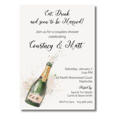 a bottle of champagne is on the front of this party card for someone to celebrate their special