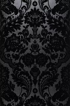 black and silver wallpaper with an ornate design