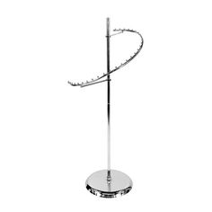 a metal stand with a circular design on it's top and bottom, in the shape of a heart