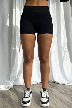 Super stretchy and comfortable spandex boy shorts Slip on closure Size up if in between sizes 92% Nylon 8% Spandex Model is in size SM Height: 5'7" Bust: 32" Waist: 26" Hips: 38" Basic Activewear With Built-in Shorts, High Stretch Shorts With Elastic Waistband, Seamless Elastic Short Length Activewear, Black Stretch Elastane Shorts, High Stretch Athletic Shorts With Elastic Waistband, Compression Shorts With Built-in Shorts, Stretch Solid Color Athletic Shorts, Elastic Seamless Solid Color Biker Shorts, Workout Bottoms With Short Inseam And Stretch