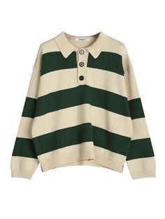 Editor's NotesAVANDRESS' rugby striped knit. Rugby knit top with a stripe pattern and a collared neck. You can enjoy a comfortable wearing experience because the knit has a soft texture and a relaxed fit. The knit is perfect for women for casual outfits.- Rugby striped knit- Has a stripe pattern- Has a collared neck- Ribbed hem and sleeves- Button-up for closure Measurements (inch)M/L- Length: 25.9/26.7 inch- Shoulder: 24.4/25.2 inch- Chest: 25.6/26.4 inch- Sleeve: 21.6/22 inch*Model info: Cheap Striped Collegiate Tops, White Polo Sweater With Striped Collar For Fall, Classic Striped Polo Sweater With Ribbed Collar, Casual Striped Collared Sweater, Striped Long Sleeve Polo Sweater With Ribbed Collar, Casual Polo Sweater With Contrast Stripes, Casual Collared Polo Sweater With Contrast Stripes, Winter Striped Collared Sweater, Fall Striped Collared Polo Sweater