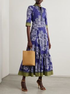 ETRO Floral-print cotton-poplin midi dress | NET-A-PORTER Cotton Floral Midi Dress For Vacation, Cotton Floral Print Midi Dress For Vacation, Mid-length Cotton Floral Dress, Printed Mid-length Midi Dress For Vacation, Printed Midi Dress For Vacation, Floral Print Cotton Midi Dress, Cotton Midi Dress With Floral Print, Cotton Floral Midi Dress, Chic Cotton Floral Dress