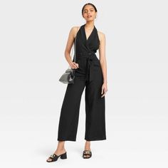 Women's Overt Occasion Jumpsuit - A New Day™ Black Xs : Target Belted Strapless Jumpsuit For Workwear, Chic V-neck Jumpsuits And Rompers With Buttons, Chic Overall-style Pantsuit For Date Night, Chic Overall Pantsuit For Date Night, Chic Pantsuit For Date Night, Spring Night Out Overall Pantsuit, Elegant Overall Jumpsuits And Rompers For Day Out, Chic V-neck Jumpsuits And Rompers With Button Closure, Elegant Overall Style Jumpsuits For Day Out