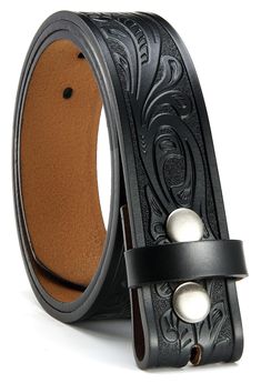 PRICES MAY VARY. ONE-PIECE GENUINE LEATHER MATERIAL:The western belts for men women is made of 100% one-piece genuine leather material, which is environmentally friendly and durable, and has no special smell. The mens womens western belt is extremely breathable, soft and comfortable, and will not feel stuffy even if worn for a long time. UNIQUE PATTERN ENGRAVING PROCESS:The exquisite flower embossing pattern makes the black leather belt perfectly display the wild and unrestrained style of the we Womens Western Belt, Country Belts, Belt Buckles Men's, Belt For Jeans, Cowboy Belt Buckles, Belt Without Buckle, Mens Western, Cowboy Belt, Belts For Men