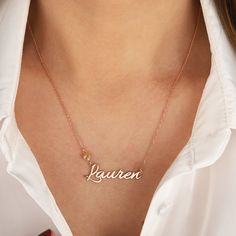 Personalized Name Necklace - Silver - Gold - Rose Gold - Gift for Her - Gift for Woman - Name Jewelry - 925 Sterling - Please make a note if you would like to leave a gift message along with your order  Sweet and charming, our large letter necklace is classic in style and bold in design. Include your initial to make your own statement, perfect for every outfit  💝 CHAIN LENGTHS 💝 - 12 inches, - 13 inches - 14 inches - 15 inches - 16 inches - 17 inches - 18 inches - 19 inches - 20 inches - 21 in Rose Gold Birthstone Necklace For Mother's Day, Customized Rose Gold Jewelry Gift For Mom, Customized Rose Gold Jewelry For Mom, Dainty Nameplate Charm Necklace With Names, Elegant Personalized Name Charm Necklaces, Elegant Charm Necklaces With Custom Name For Personalized Gift, Elegant Personalized Name Charm Necklace, Nameplate Charm Necklace For Personalized Gift, Customized Rose Gold Charm Necklaces For Anniversary