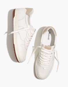 Court Sneakers in Colorblock Leather and Suede Business Casual Sneakers, Madewell Sneaker, Office Sneakers, Suede Shoes Women, Girls High Heels, Madewell Shoes, Everyday Shoes, Retro Sneakers, Recycled Rubber