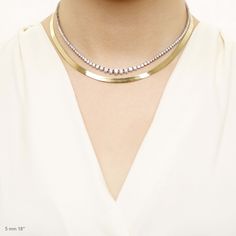 A gorgeous must-have in any jewelry wardrobe, this herringbone chain necklace comes in two thickness and two lengths so you can choose your desired drop. Pair with the matching bracelet. Bezel Bracelet, Ring Concierge, Necklace Length Guide, Bracelet Size Chart, Jewelry Wardrobe, Custom Engagement Rings, Herringbone Chain, Solid Gold Chains, Diamond Bangle