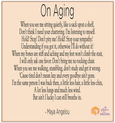 the poem on aging is written in black and white, with an orange border around it