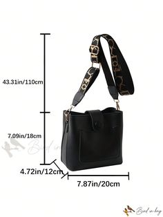 Bird in Bag - PU Leather Black Elegant Button Bucket Bag Black Faux Leather Satchel With Hasp Closure, Rectangular Shoulder Bag With Button Closure, Casual Rectangular Satchel With Metal Hardware, Black Faux Leather Bucket Bag With Adjustable Strap, Trendy Black Satchel With Hasp Closure, Black Handheld Shoulder Bag With Metal Hardware, Trendy Bucket Bag With Snap Closure, Trendy Bucket Bag With Snap Closure For Daily Use, Black Rectangular Bag With Snap Closure