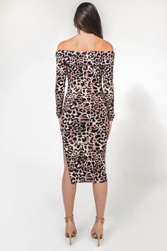 A printed knit off shoulder midi dress is guaranteed to turn heads. In a leopard print, this dress will suit every skin tone, looking perfect with a red lip. "Leopard Off Shoulder Folded Midi Dress" Long sleeve Side split Polyester/Spandex Hand wash Imported Midi Dress Long Sleeve, Off Shoulder Midi Dress, Red Lip, Dress Long Sleeve, Long Sleeve Midi Dress, Side Split, Red Lips, Dress Long, Skin Tone