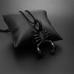 Men's Black Animal Scorpion Pendant Necklace Gothic Retro Rock Jewelry Chain 24" | eBay Durable Metal Necklace As Gift, Durable Metal Necklaces As A Gift, Durable Metal Necklaces For Gifts, Durable Metal Necklace Gift, Collectible Black Stainless Steel Necklace, Punk Necklace With Lobster Clasp As Gift, Durable Stainless Steel Necklaces For Gifts, Durable Stainless Steel Necklace For Gifts, Durable Stainless Steel Necklace For Gift