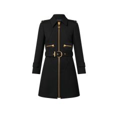 This elegant belted coat is crafted from lightly textured wool hopsack for a structured look which is underscored with a smart collar, epaulettes, wrist tabs and topstitch detailing. Golden hardware adds a chic metallic accent, while a monogram canvas zipper puller completes the look with a discreet signature Louis Vuitton Coat, Adidas Track Pants Outfit, Racing Jacket Outfit, Black Cashmere Coat, Long Coat Outfit, Classy Winter Outfits, Louis Vuitton Belt, Classy Casual Outfits, Belted Coat