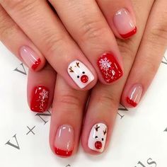 Fake Acrylic Nails, Xmas Nail Art, French Tip Acrylic Nails, Fake Nails With Glue