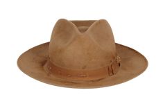 100% distressed felt velour with distressed matching grosgrain band Measurements Crown 4.5" Brim 3" Vintage Distressed Fedora Hat, Rugged Brown Fedora With Flat Brim, Brown Rugged Fedora With Flat Brim, Vintage Leather Hat Band For Fall, Vintage Adjustable Fur Felt Fedora, Vintage Fedora With Flat Crown, Vintage Distressed Hats For Country Events, Vintage Distressed Fedora Hat Bands, Adjustable Distressed Fedora With Flat Brim