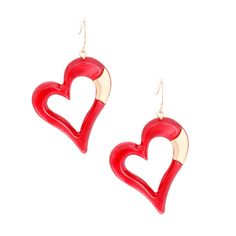 Red Matte Gold Heart Earrings Red Hoop Earrings For Valentine's Day Party, Red Heart Drop Earrings For Valentine's Day, Trendy Red Dangle Heart Earrings, Red Double Heart Pierced Earrings, Red Heart Earrings For Valentine's Day With Pierced Ears, Red Dangle Hoop Earrings For Valentine's Day, Trendy Red Double Heart Earrings, Red Heart Earrings For Valentine's Day, Trendy Red Heart Earrings For Valentine's Day