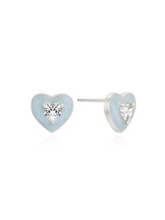 Composition : silver925+ epoxy + cubicColor : white,blueCountry of Origin : KOREA Diamond White Heart Earrings For Gift, Elegant Heart-shaped Enamel Earrings, Silver Heart-shaped Enamel Jewelry, Heart Charm Enamel Earrings, Silver Enamel Earrings For Anniversary, Heart-shaped Silver Enamel Jewelry, Heart-shaped Enamel Earrings With Charm, Heart Cut Enamel Jewelry For Gifts, Blue Heart-shaped Sterling Silver Earrings