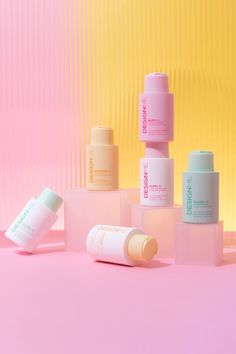 #haircare #shampoo #conditioner #hair #photography #productphotography #colorful Colorful Cosmetic Packaging, Pop Product Photography, Holi Product Shoot, Cute Skincare Aesthetic, Hair Care Packaging Design, Conditioner Product Photography, Pastel Packaging, Skin Care Packaging Design, Packshot Product