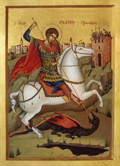 an icon of jesus riding on a white horse