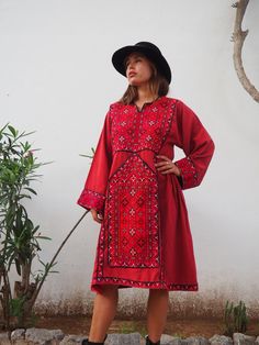 Vintage 1970’s Pakistán hand embroidered red and black Kaftan dress With tiny detailed hand embroidery. In mint condition Size medium would fit size uk 8-12 Red Long Sleeve Dress With Traditional Patterns, Red Long Sleeve Dresses With Traditional Patterns, Traditional Red Tunic Dress, Red Bohemian Dress With Traditional Patterns, Bohemian Red Dress With Traditional Patterns, Festive Bohemian Embroidered Red Dress, Festive Red Bohemian Embroidered Dress, Red Folk Style Embroidered Long Sleeve Dress, Folk Style Red Long Sleeve Dress