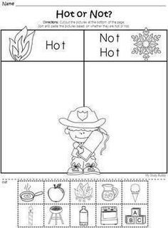 the hot or not worksheet is shown in black and white, with an image of