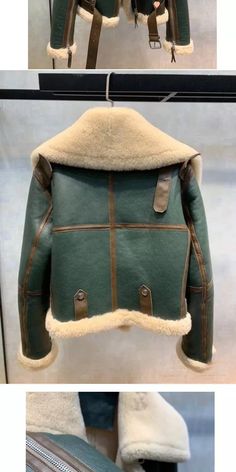 Winter Women's Green Lapel Faux Fur Lining Motorcycle Jackets Warm Coats Size | eBay Double-breasted Leather Jacket With Pockets For Winter, Green Long Sleeve Outerwear With Faux Fur Trim, Winter Biker Jacket With Lapel Collar And Pockets, Green Fall Outerwear With Faux Fur Trim, Winter Leather Jacket With Padded Lapel Collar, Womens Peacoat, Motorcycle Suit, Retro Jacket, Sheepskin Coat