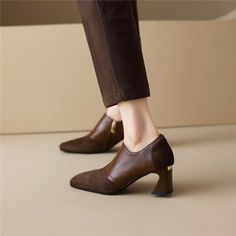 As low as US$62.00 Low Heel Court Shoes For Office In Fall, Fall Office Court Shoes With Low Heel, High Heel Court Shoes With Contrasting Heel For Fall, Fall Court Shoes With Contrasting Heel Counter, Fall High Heel Court Shoes With Contrasting Heel, Fall Closed Toe Block Heels, Brown Low Heel Block Heels For Work, Office Block Heels With Stacked Heel And Round Toe, Fall Block Heels With Contrasting Heel Counter