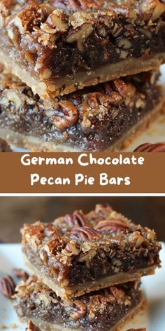 German Chocolate Pecan Pie Bars Pecan Pie Bars With Chocolate, German Chocolate Brownie Pie, German Chocolate Pecan Bars, Coconut Pecan German Chocolate Pie, Healthy Pecan Bars, German Chocolate Cookies Recipe, Pecan Chocolate Bars, Chocolate Pecan Desserts, German Chocolate Pecan Pie Bites