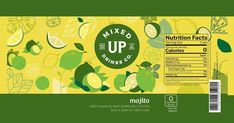 the back side of a carton of mixed up drinks with lemons and limes