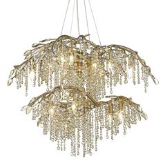 a large chandelier with many lights hanging from it's sides and branches