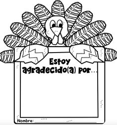 a black and white drawing of a turkey holding a sign that says estoy paradecida por