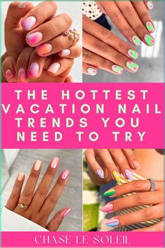 Cruise Color Nails, Clean Vacation Nails, Hot Holiday Nails, Cozumel Nails, Bora Bora Nails, Vibrant Nail Ideas, Nail Vacation Ideas, Short Beach Nails Vacation, Nails For Caribbean Vacation