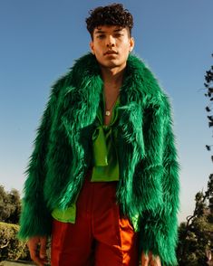 Winter look for bold and stylish 💚 Green vegan fur cropped jacket. Wide lapel collar. Perfect for cold weather. 💯 custom handmade. Green Fur Coat With Faux Fur Trim For Fall, Green Faux Fur Coat With Faux Fur Trim, Green Faux Fur Trim Coat For Fall, Green Long Sleeve Outerwear With Faux Fur Trim, Green Faux Fur Coat For Fall, Winter Green Faux Fur Outerwear, Green Fall Outerwear With Faux Fur Trim, Green Long Sleeve Fur Coat For Winter, Trendy Green Outerwear For Party