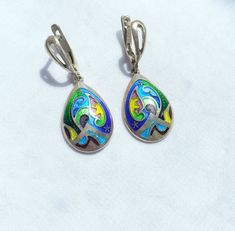 Georgian cloisonne enamel earrings, minimalist, teardrop earrings - Fine silver jewelry This jewelry is 100 % handmade by me in my studio. The technique is called Cloisonne enamel which is well known in Georgia. Many people in my country love buying handmade jewelry because they are unique and special!  ▪️ ▪️ ▪️ About shipping▪️ ▪️ ▪️ The price for this item includes standard shipping cost. Estimated arrival time: 3-4 weeks. ▪️ Delays might occur due to the current situation worldwide. So, pleas Enamel Teardrop Jewelry With Matching Earrings, Teardrop Enamel Earrings For Gifts, Unique Teardrop Jewelry With Artistic Design, Artisan Teardrop Earrings With Artistic Design, Multicolor Teardrop Enamel Jewelry, Multicolor Enamel Teardrop Jewelry, Silver Teardrop Earrings With Artistic Design, Sterling Silver Teardrop Jewelry With Artistic Design, Artistic Teardrop Enamel Jewelry