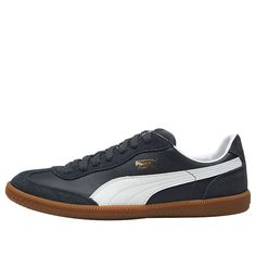 PUMA Super Liga OG 'Navy' 356999-09 (SNKR/Retro/Skate/Low Top) Sporty Navy Sneakers For Skateboarding, Sporty Navy Low-top Skate Shoes, Navy Low-top Skate Shoes For Sports, Navy Sports Sneakers With Gum Sole, Navy Sporty Skate Shoes, Navy Sporty Skate Shoes For Streetwear, Navy Sporty Skate Shoes For Sports, Navy Casual Sneakers For Skateboarding, Sporty Navy Lace-up Skate Shoes