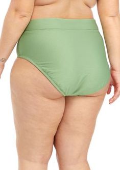 Available in vivacious colors and ribbed for comfort, these high-waisted swim bottoms from TRUE CRAFT are the perfect pair with the ribbed bow front tankini. | TRUE CRAFT Women's Plus Size Solid Rib High Waist Swim Bottoms, Green, 3X Solid Ribbed Bottoms For Summer, Ribbed Beachwear Bottoms For Summer, Spring High-waist Swimwear, Ribbed Bottoms For Beach Summer, Ribbed Bottoms For Poolside Summer, Ribbed Swimming Bottoms For Summer, Summer Ribbed Poolside Bottoms, Summer Ribbed Bottoms For Poolside, Solid Ribbed Spring Swimwear